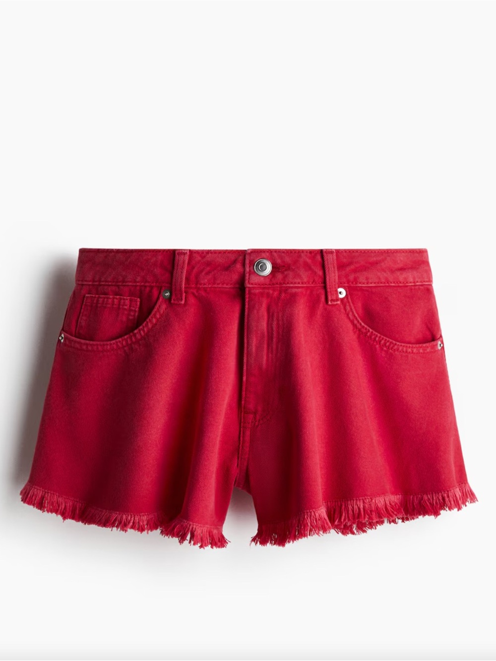 H&M Frayed Hem Red Shorts - Picture 2 of 5